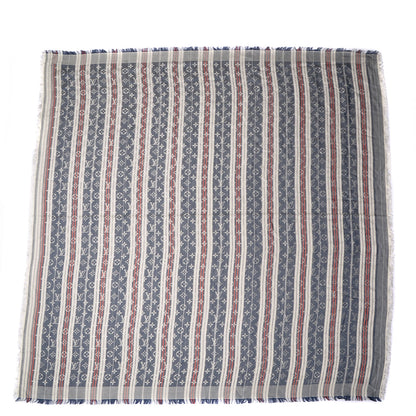 Louis Vuitton Silk Wool Monogram Mattress Stripes Shawl Blue Jean 3 of 5