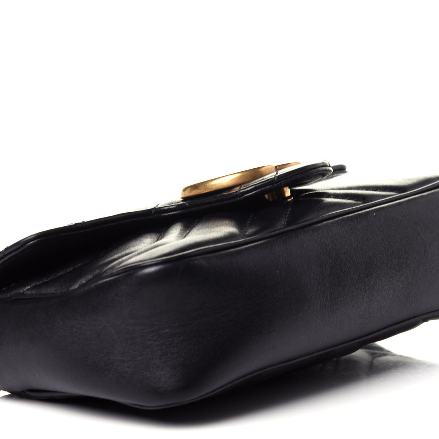 Calfskin Matelasse Super Mini GG Marmont Shoulder Bag Black