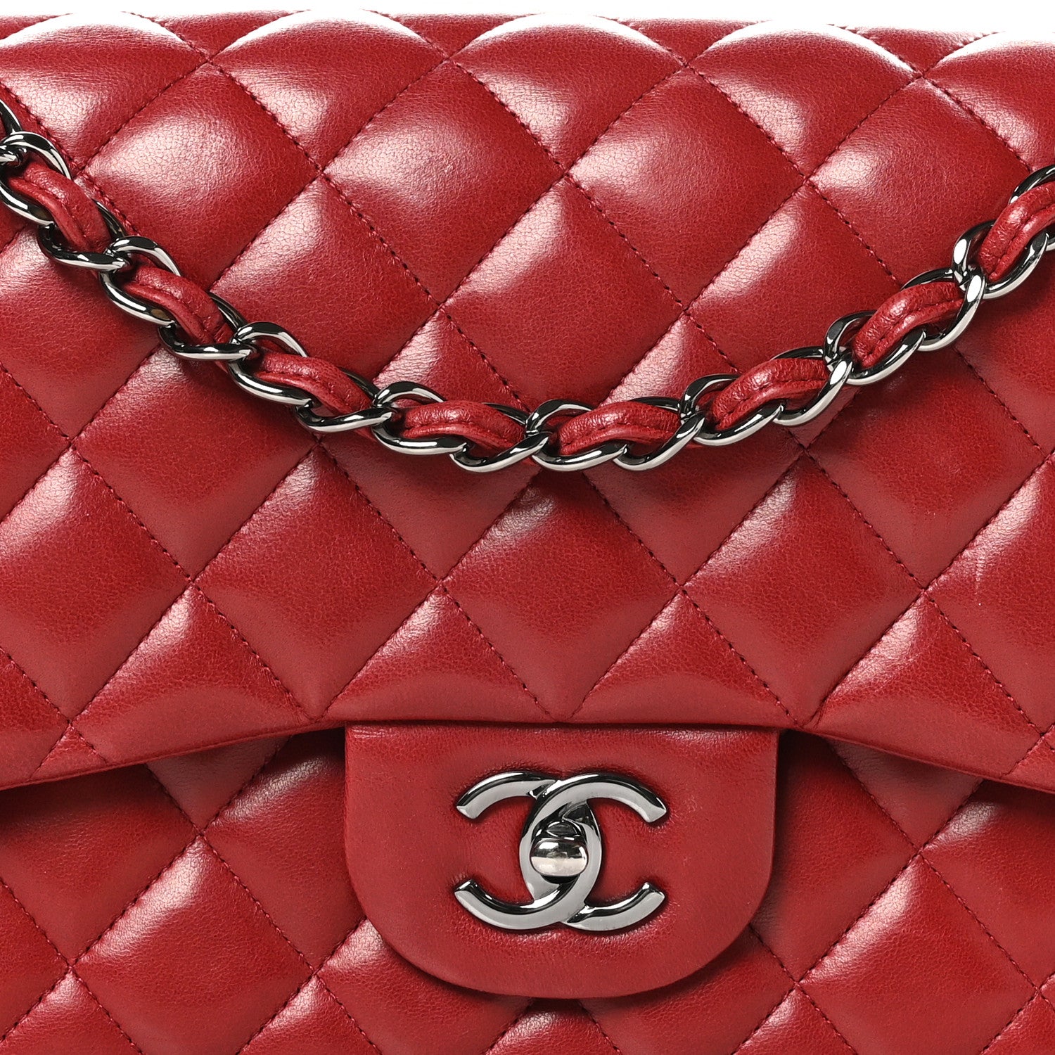 Chanel Lambskin Quilted Jumbo Double Flap Dark Red 8 of 11