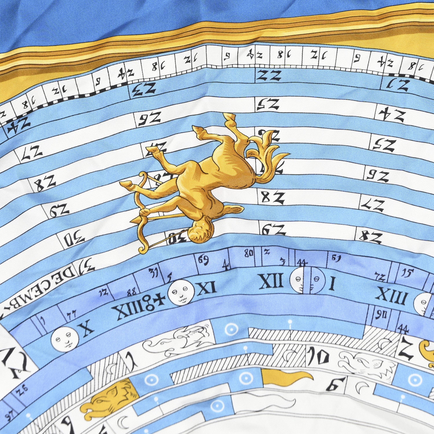 Hermes Silk Astrologie Scarf 90 Light Blue White Gold 1680439