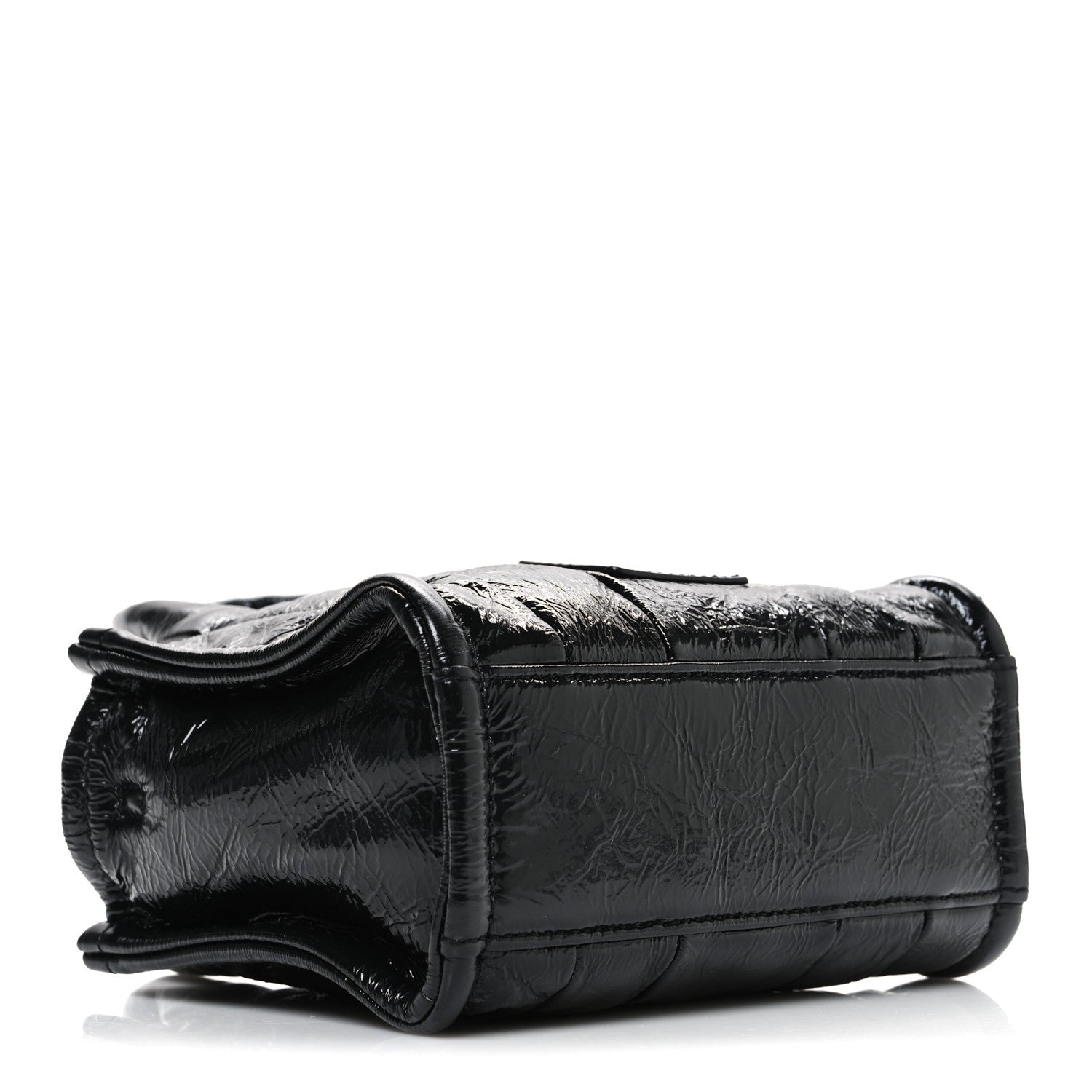 Marc Jacobs Shiny Crinkled Calfskin Mini The Tote Bag Black 4 of 10