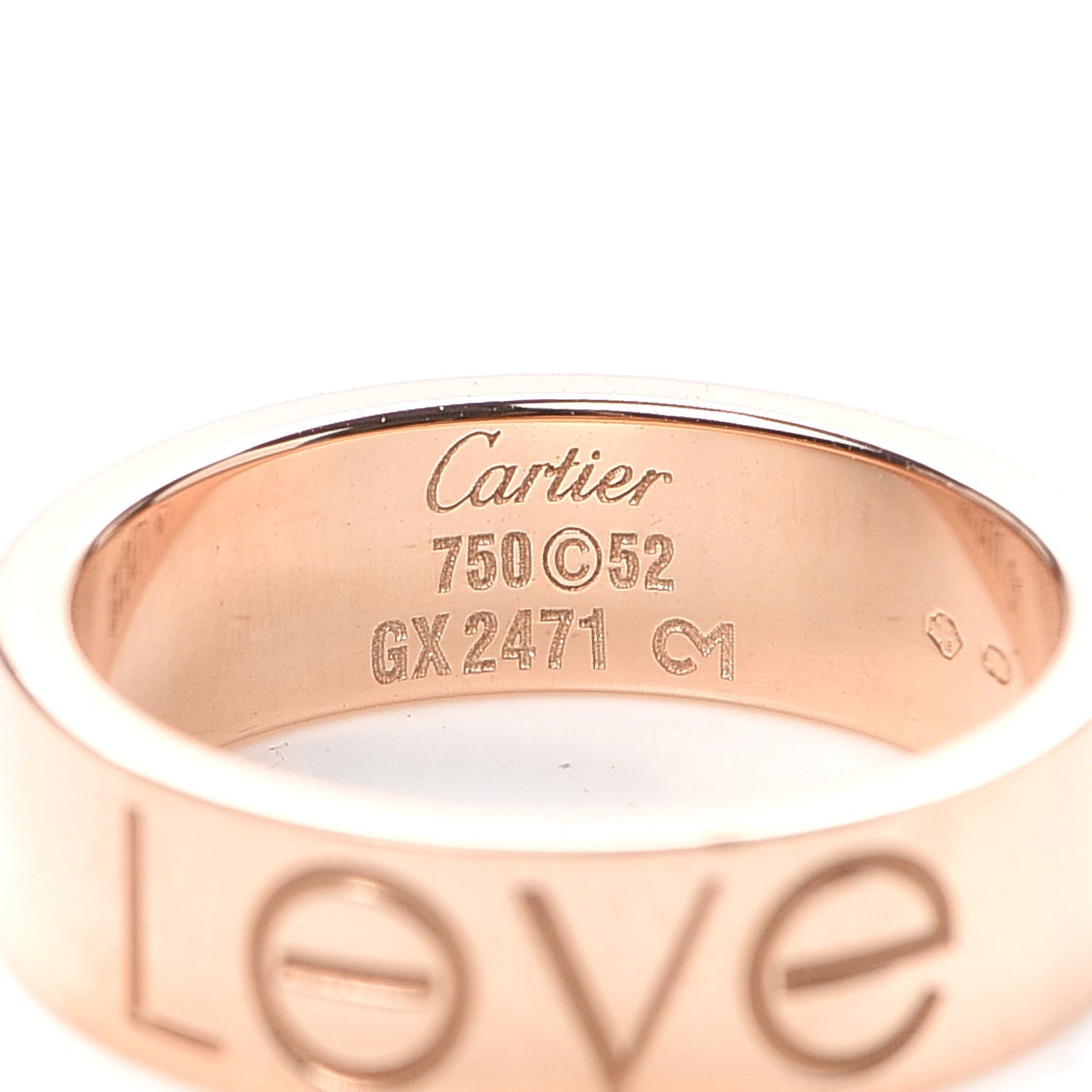 18K Pink Gold 5.5mm Engraved LOVE Ring 52 6