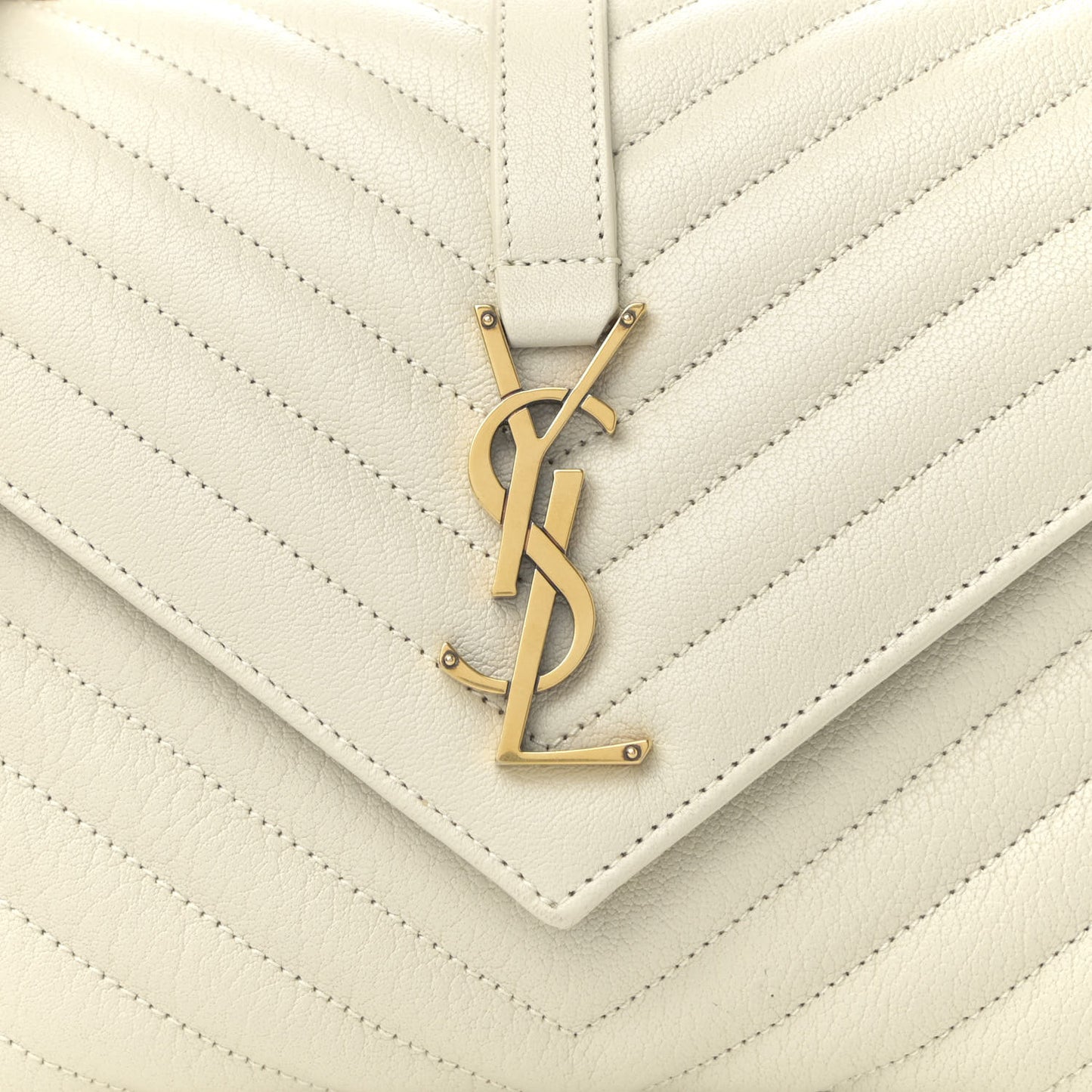 Sheepskin Matelasse Chevron Monogram Medium College Bag Vintage Blanc