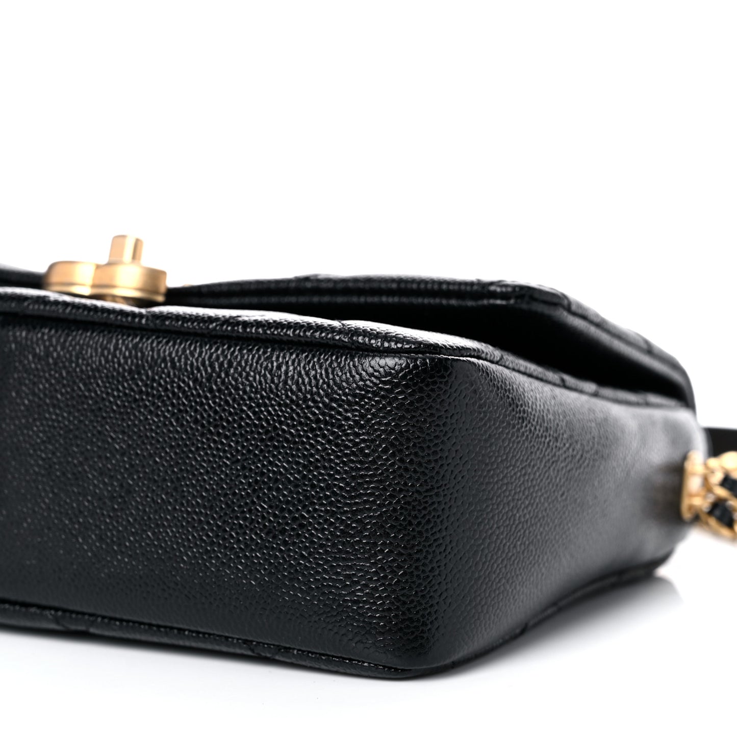 Shiny Caviar Quilted Small Chain Melody Flap Black