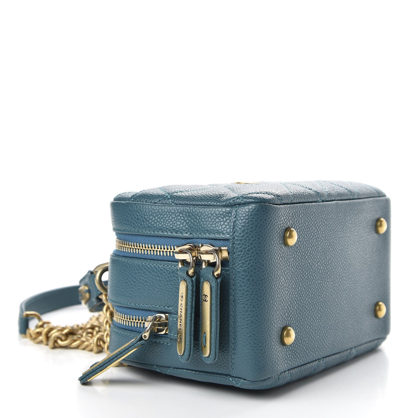 Caviar Quilted Mini Carry Around Bowling Bag Turquoise