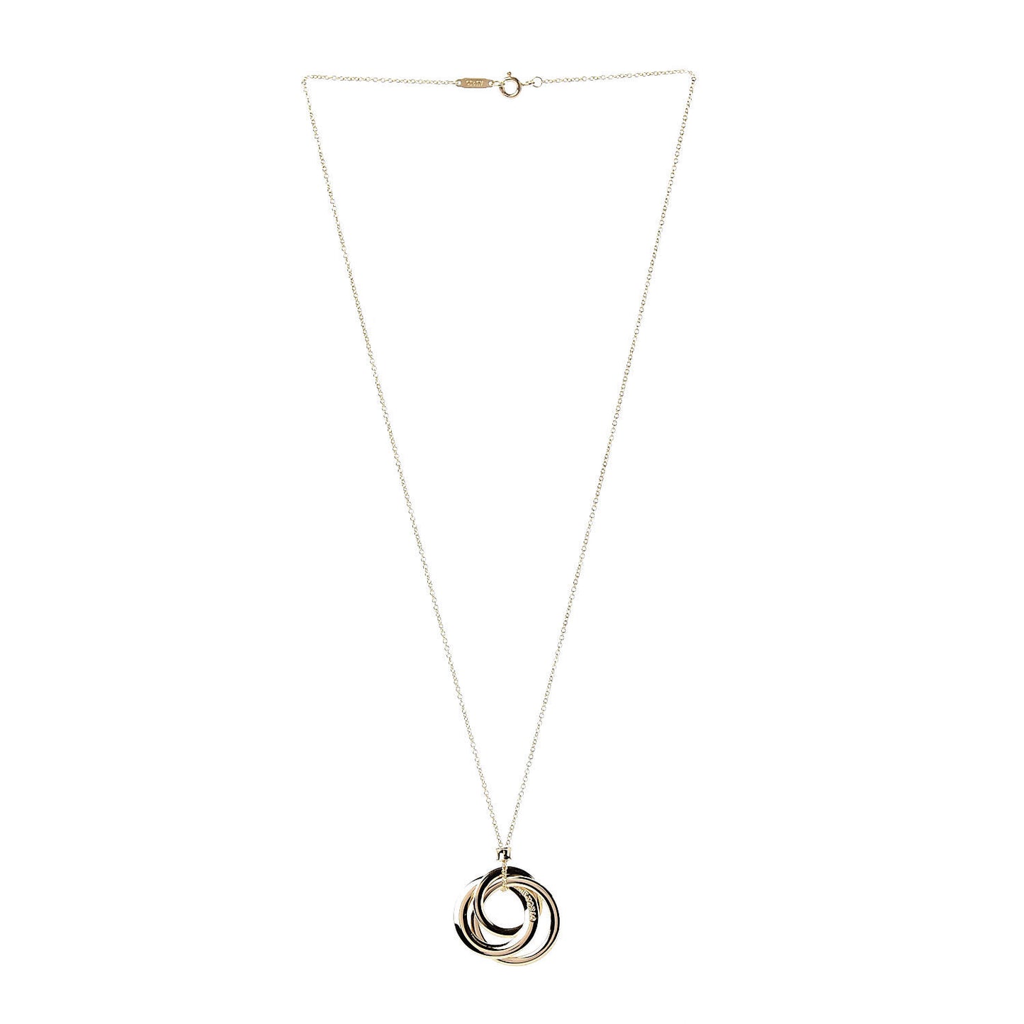 18K Yellow Gold Small Interlocking Circles Pendant Necklace
