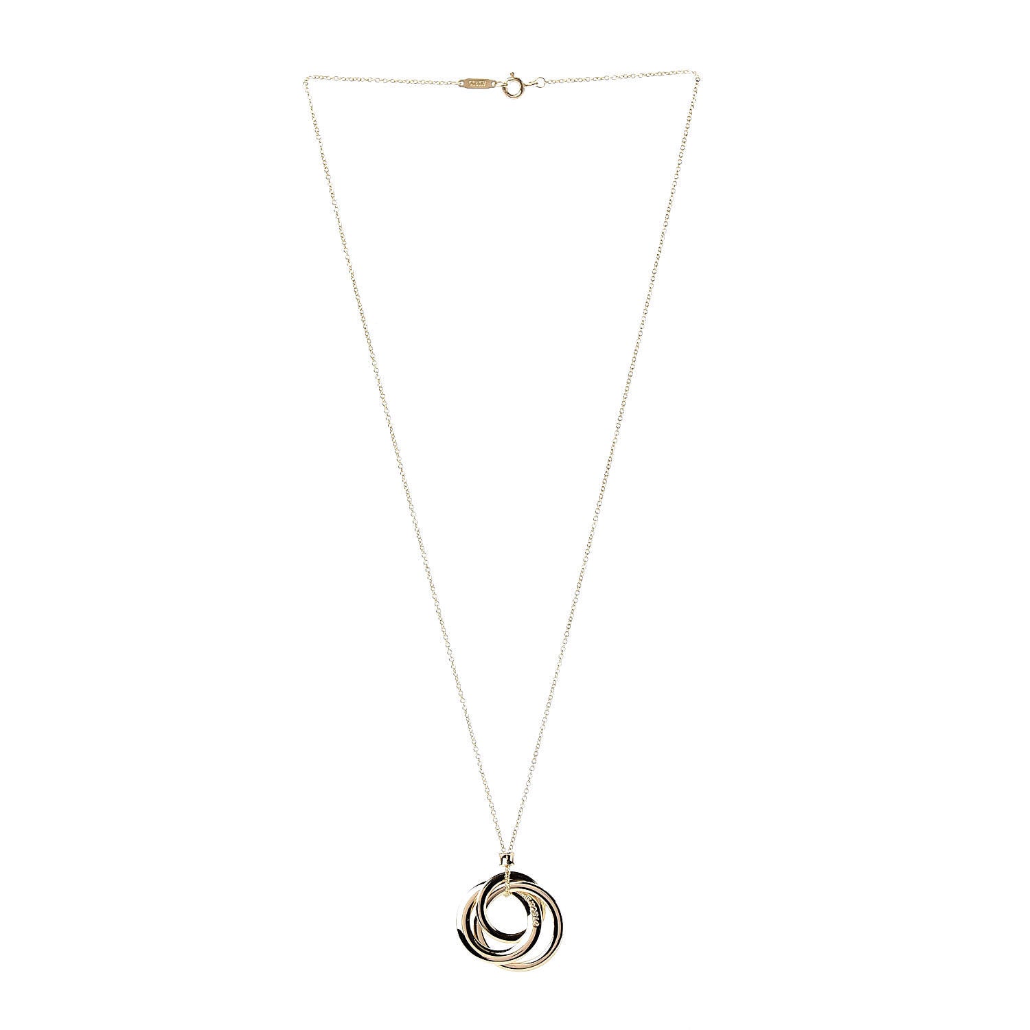 Tiffany 18K Yellow Gold Small Interlocking Circles Pendant Necklace 3 of 6