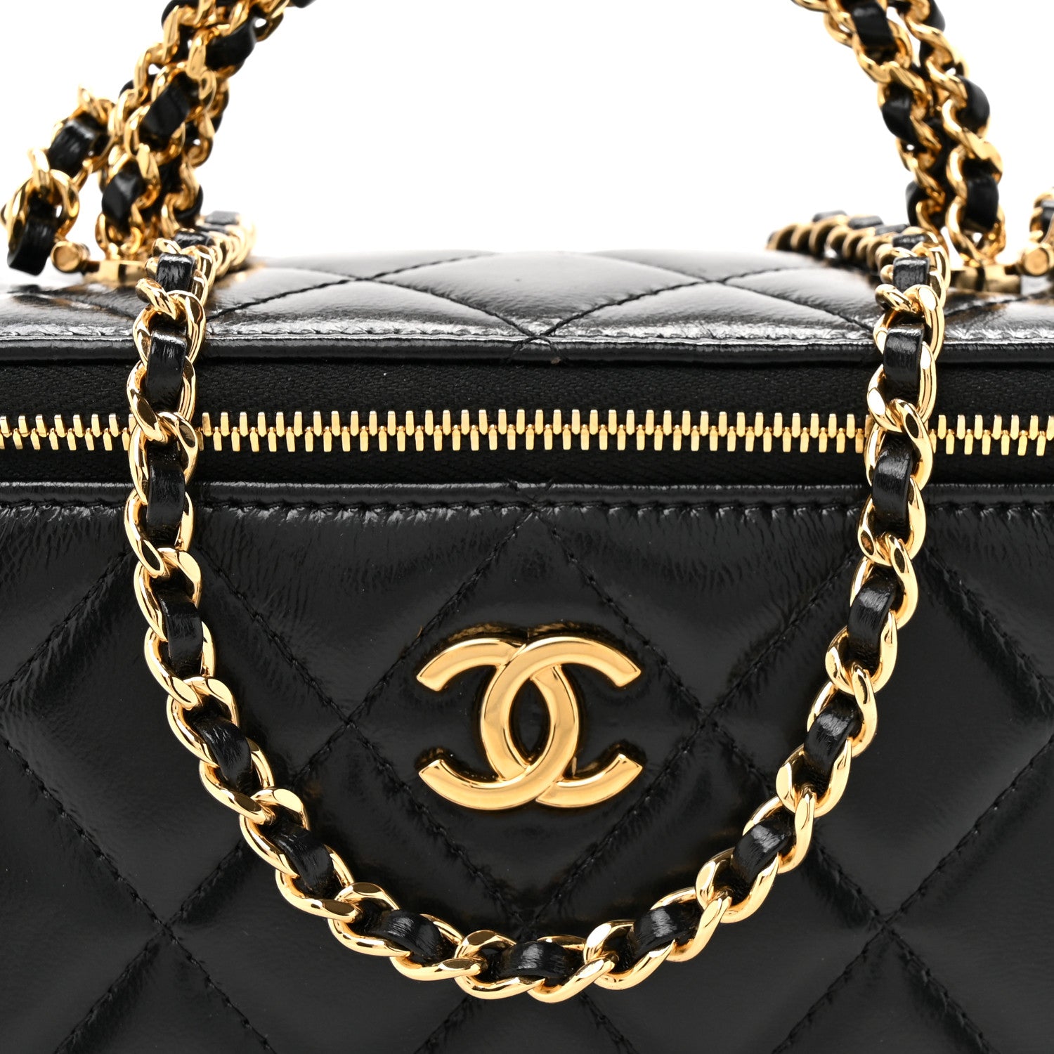 Chanel Shiny Calfskin Quilted Pick Me Up Vanity Case Black 8 of 13