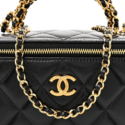 Chanel Shiny Calfskin Quilted Pick Me Up Vanity Case Black 8 of 13