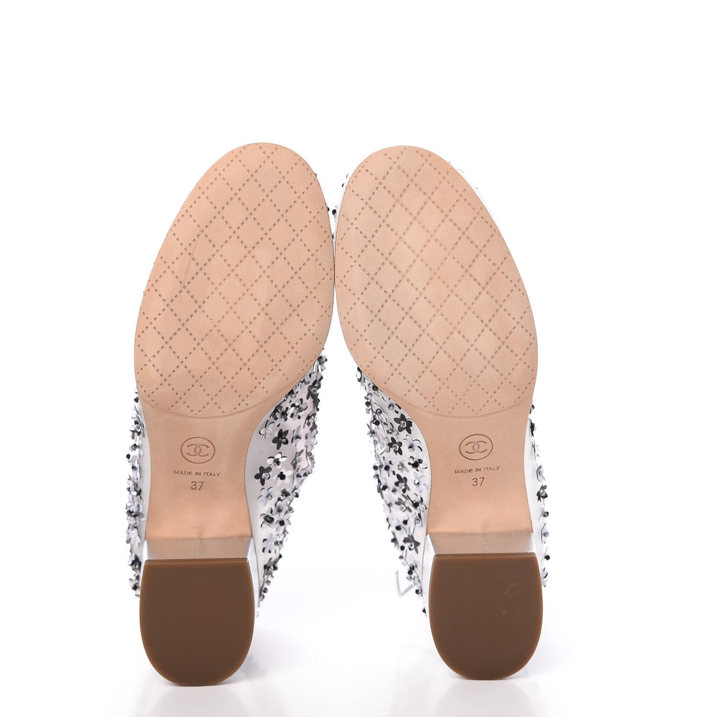 Mesh Sequin Flower Lace Up Loafers 37 Silver