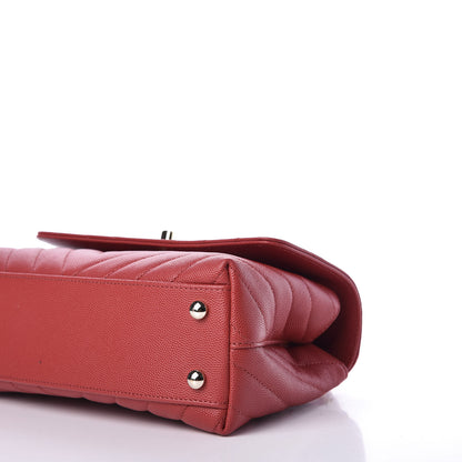 Chanel Caviar Chevron Quilted Mini Coco Handle Flap Red 6 of 10