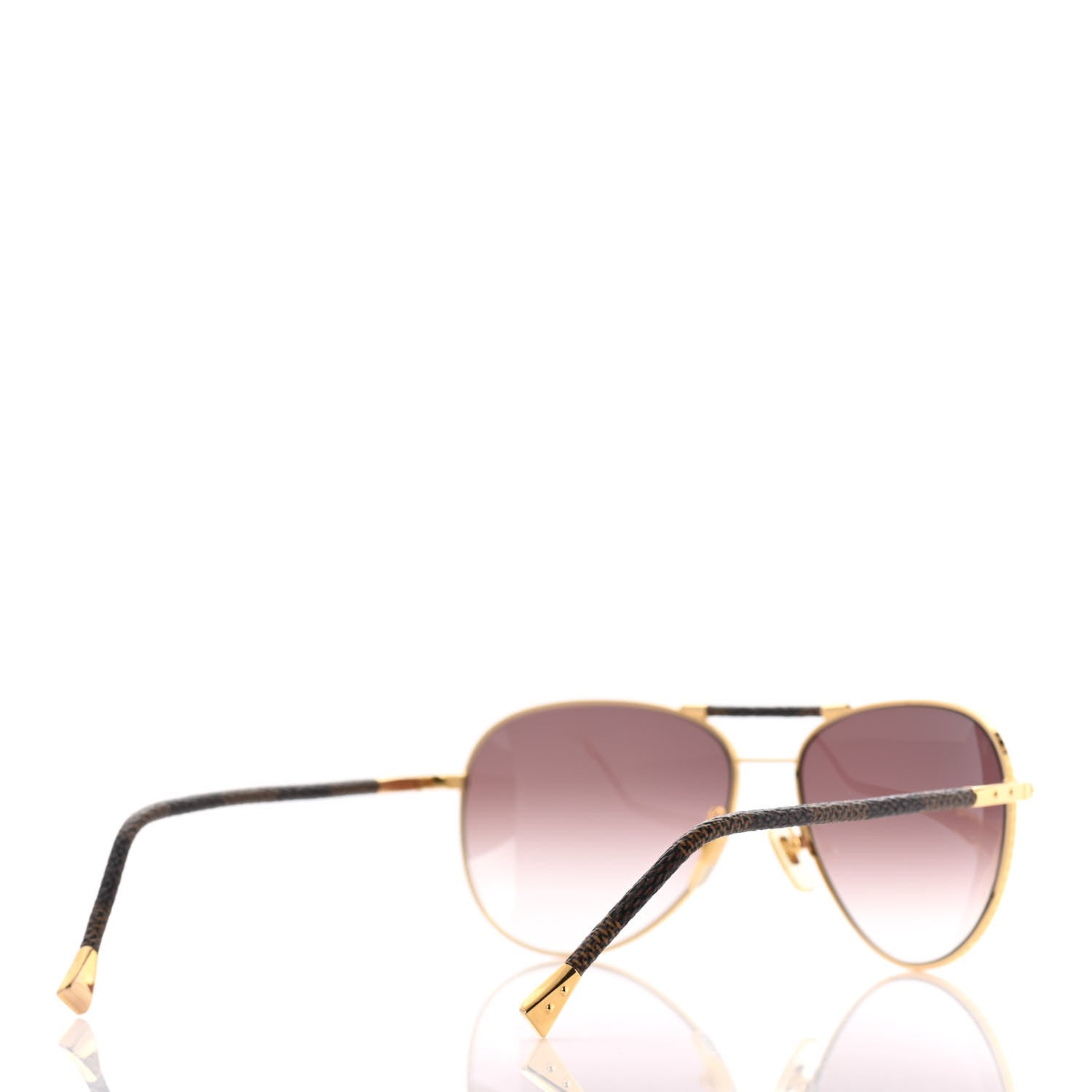 Louis Vuitton Damier Ebene Conspiration Pilote Aviator Sunglasses Z0202U Gold 4 of 9