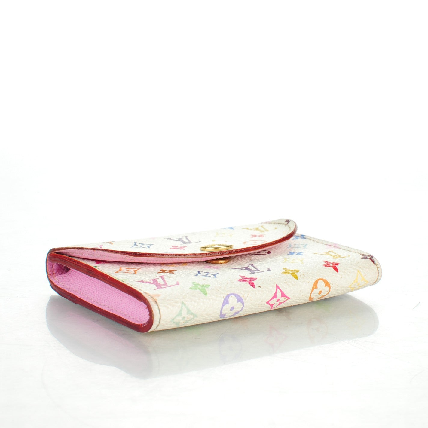 Monogram Multicolor Business Card Holder White Litchi