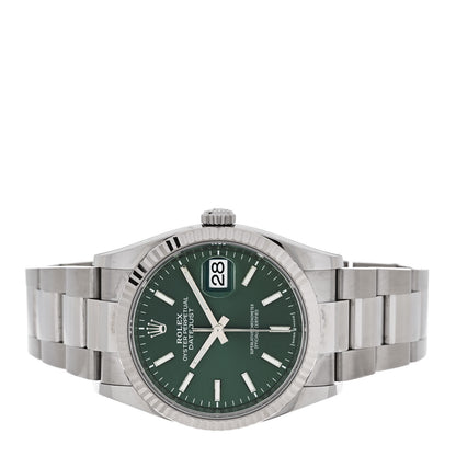 Rolex Stainless Steel 18K White Gold 36mm Oyster Perpetual Datejust Watch Mint Green 126234 2 of 5