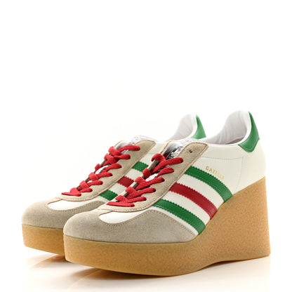 Gucci X ADIDAS Suede Madeira Gazelle Wedge Sneakers 40 Oatmeal White New Shamarock Hibiscus Red 3 of 8