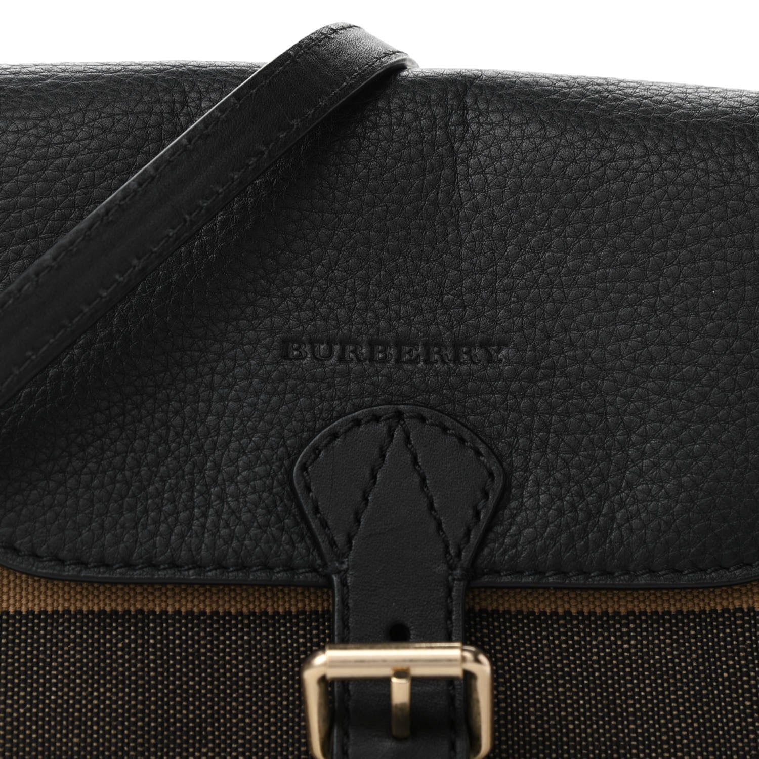 Burberry Mega Check Grainy Calfskin Small Gowan Messenger Bag Black 7 of 9
