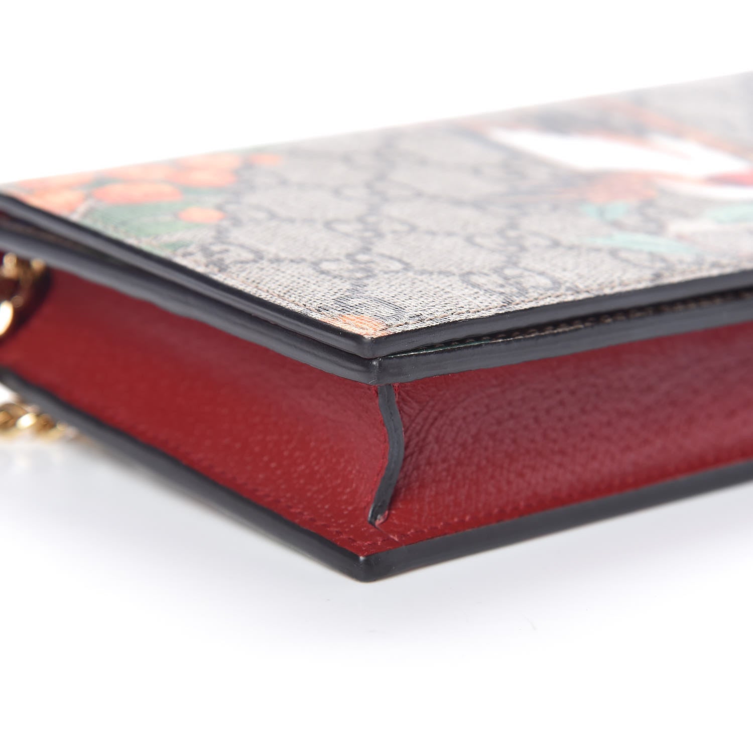 Gucci GG Supreme Monogram Tian Chain Wallet Beige Multicolor Red 9 of 11