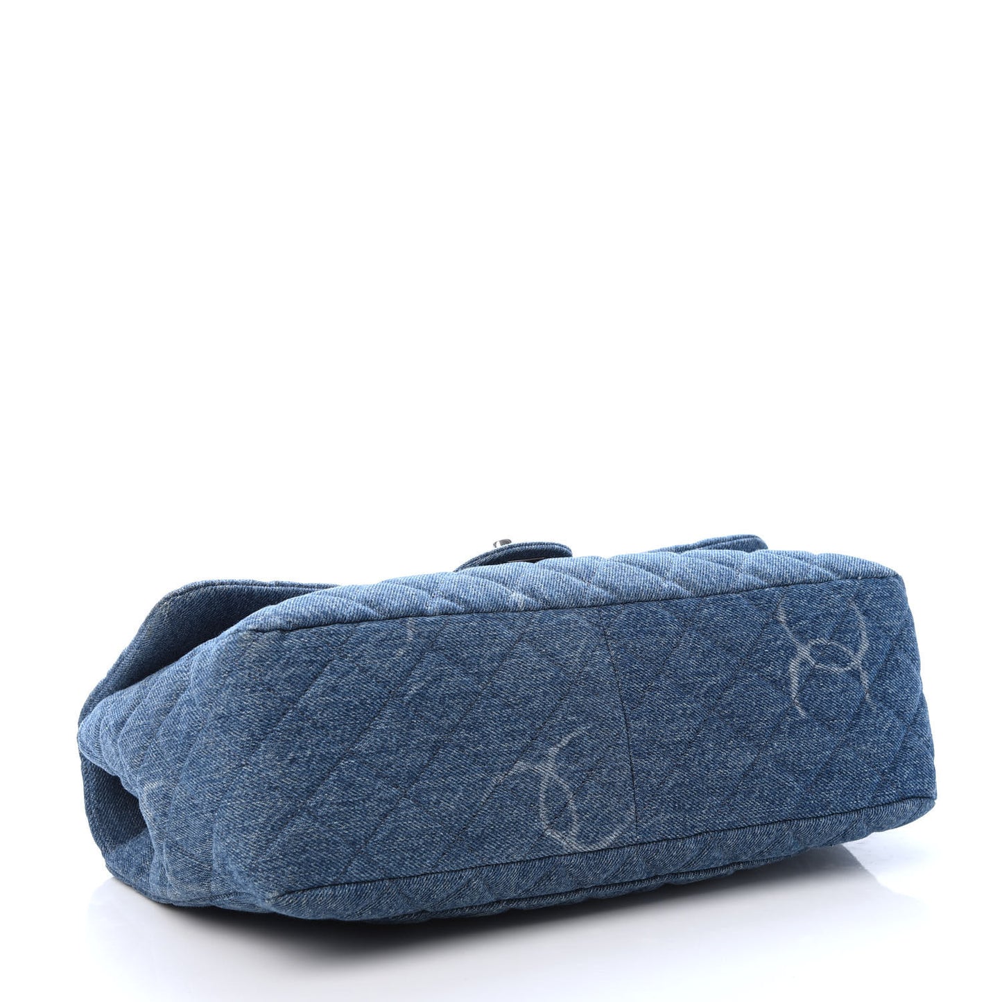 Denim Quilted CC Print Jumbo Single Flap Blue