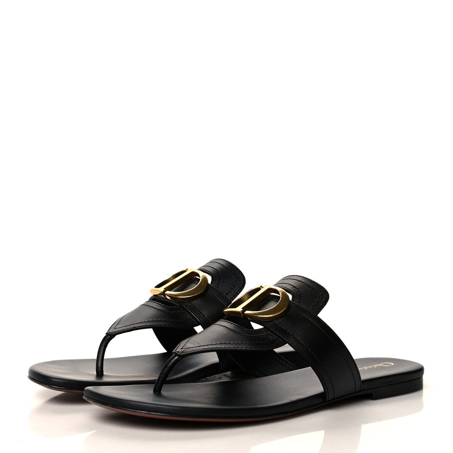 Calfskin 30 Montaigne Thong Sandals 37.5 Black