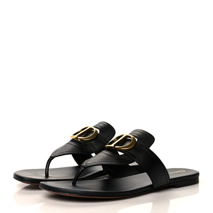 Christian Dior Calfskin 30 Montaigne Thong Sandals 37.5 Black 3 of 8