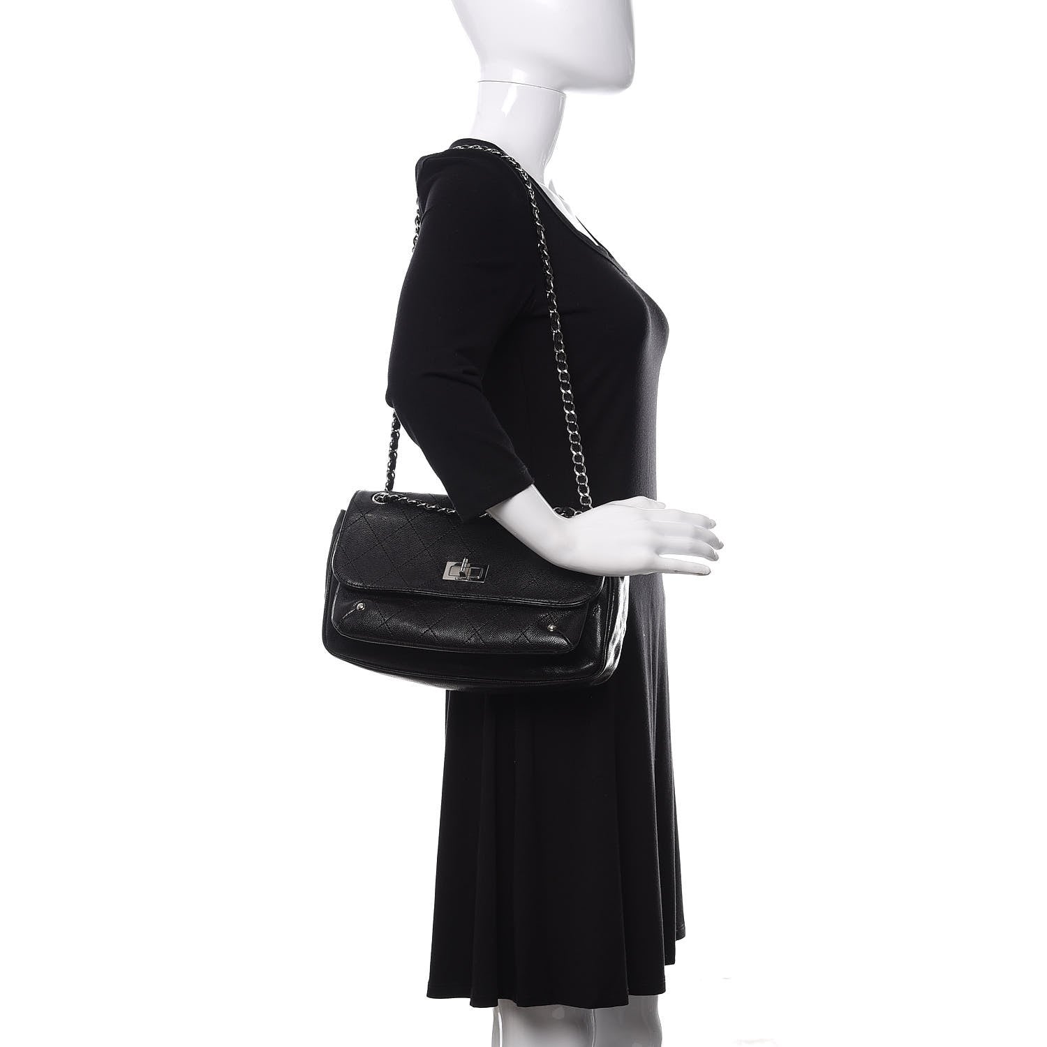 Chanel Glazed Caviar Pocket In The City Flap Black 2 of 10