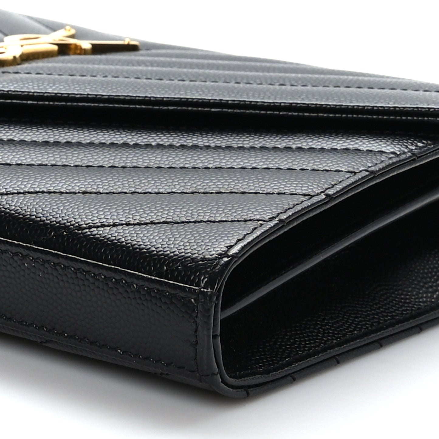 Grain De Poudre Matelasse Chevron Monogram Chain Wallet Black