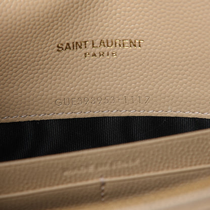 Saint Laurent Grain De Poudre Matelasse Chevron Monogram Envelope Chain Wallet Nude Powder 7 of 10