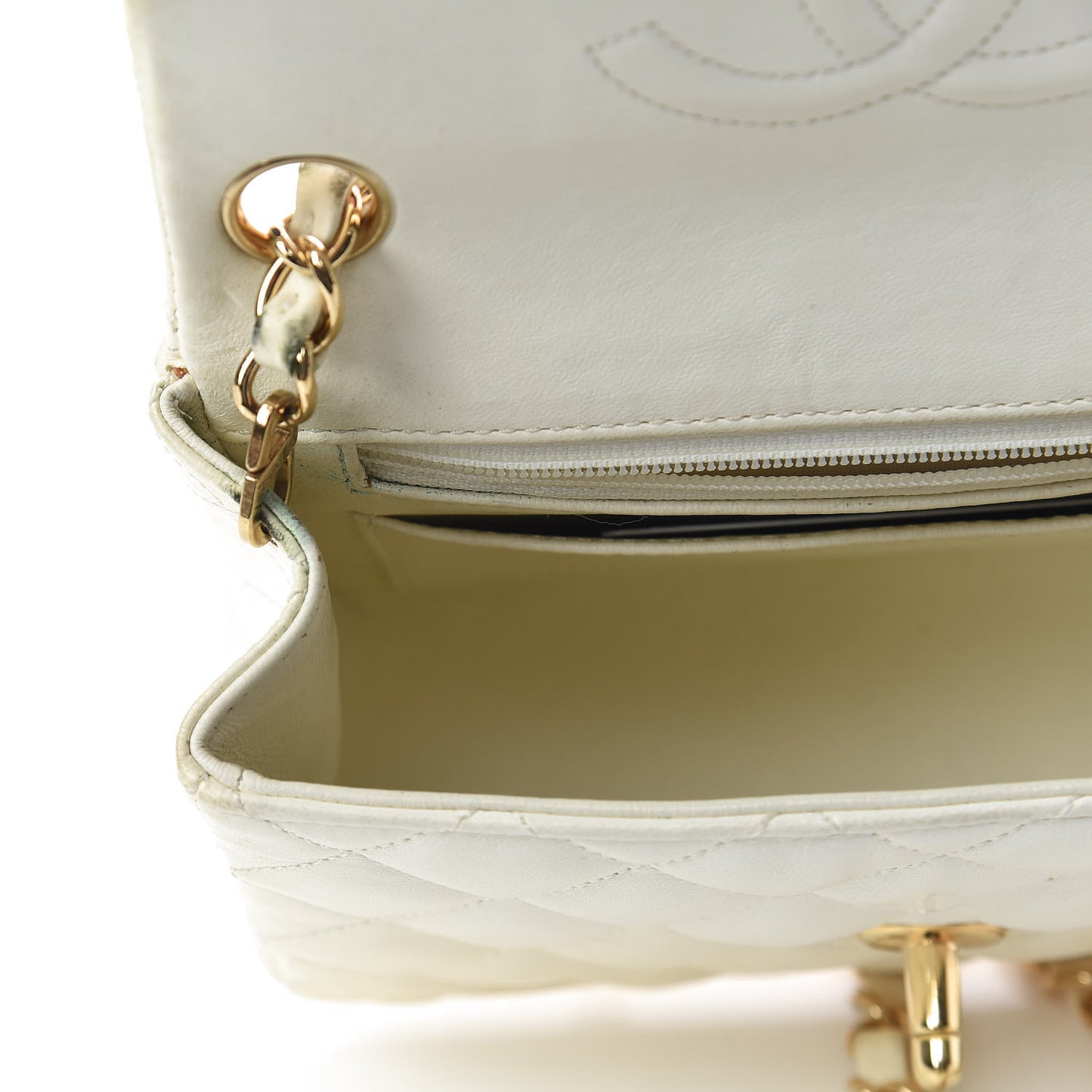 Lambskin Quilted Mini Square Flap White