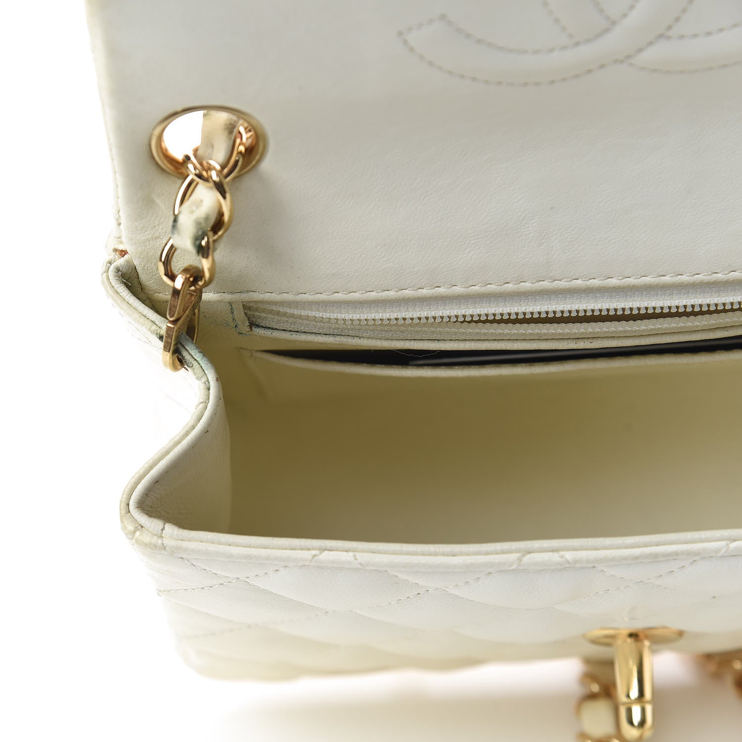 Chanel Lambskin Quilted Mini Square Flap White 24 of 31
