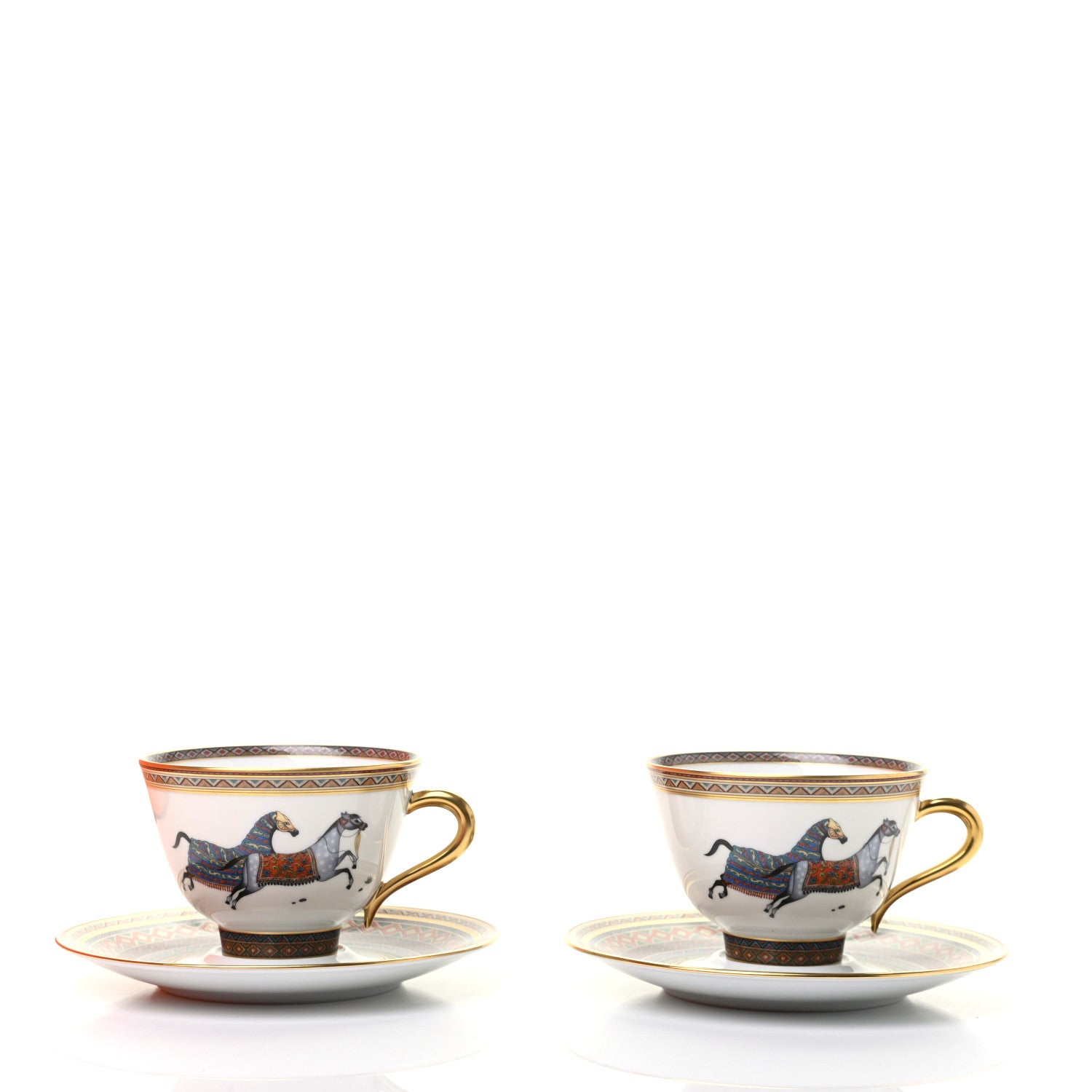 Hermes Porcelain Cheval d'Orient Tea Cup and Saucer Set of 2 3 of 9