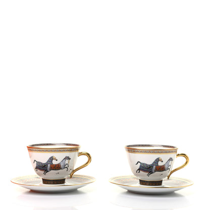 Hermes Porcelain Cheval d'Orient Tea Cup and Saucer Set of 2 3 of 9