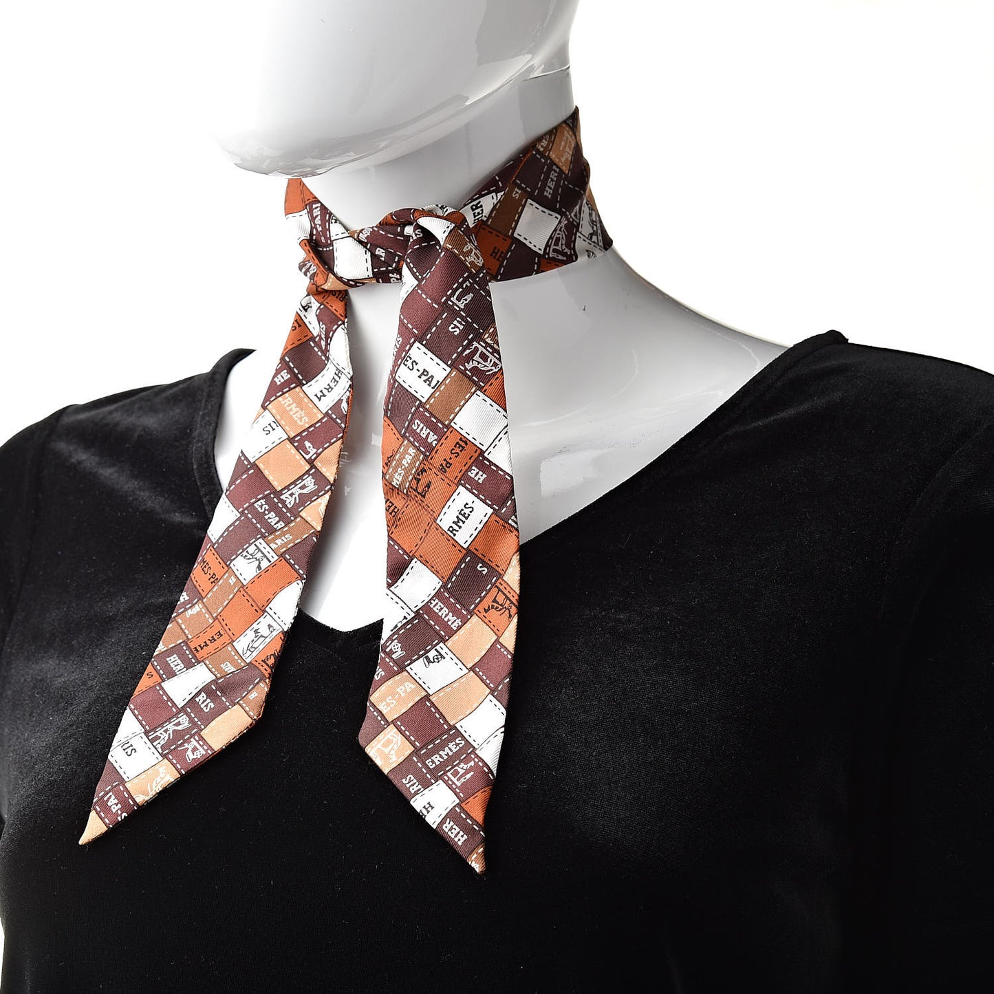 Silk Bolduc Au Carre Twilly Orange Brun Blanc