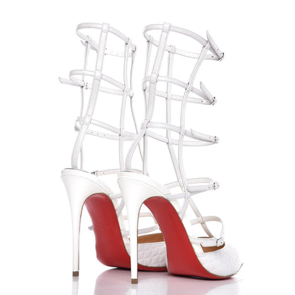 Christian Louboutin Kid Patent Scallop Kadreyana 100 Pumps 38.5 Latte 4 of 9