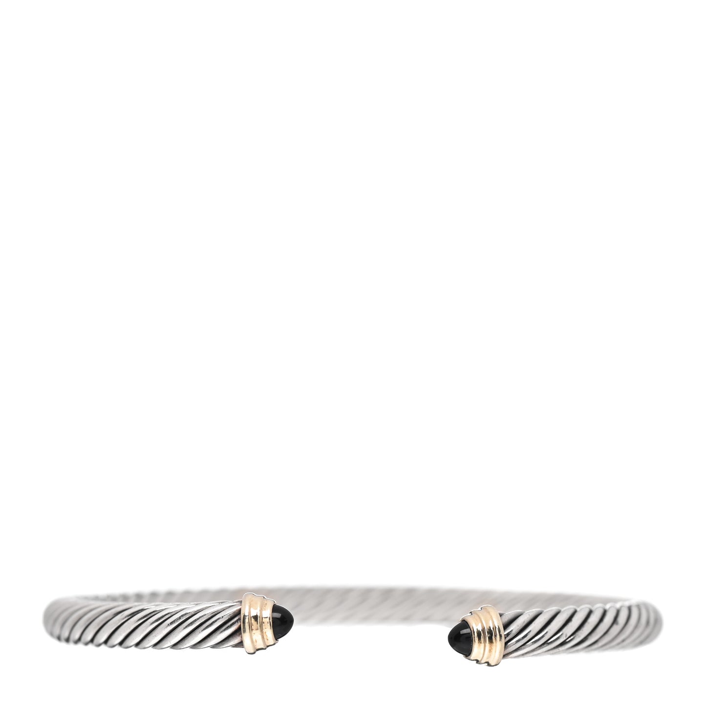 Sterling Silver 14K Yellow Gold Black Onyx 5mm Cable Classics Petite Color Bracelet