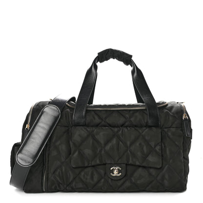 Chanel Nylon Calfskin Quilted Coco Neige Printed Convertible Duffle Backpack Black 1 of 9