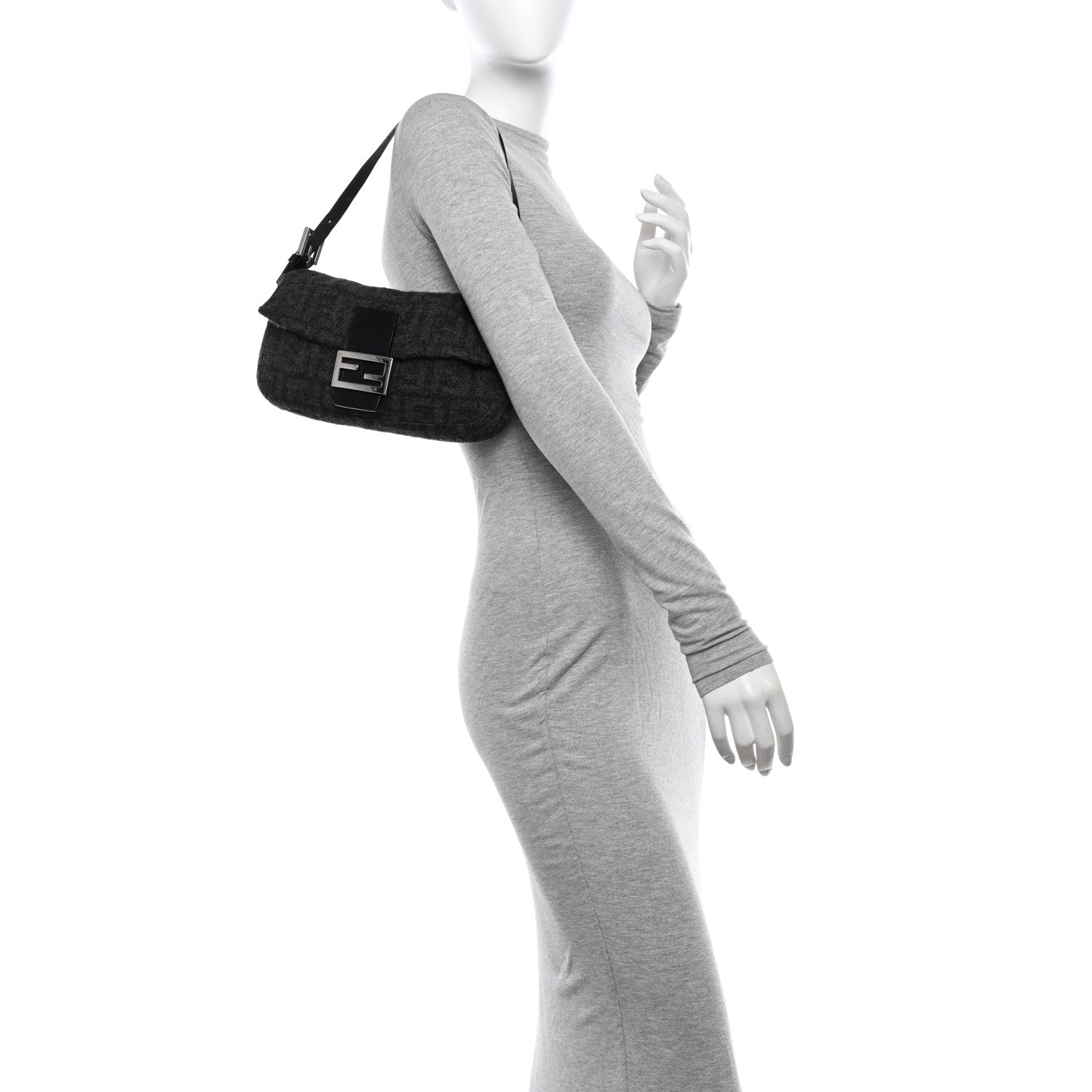 Fendi Wool Zucca Baguette Grey 2 of 13