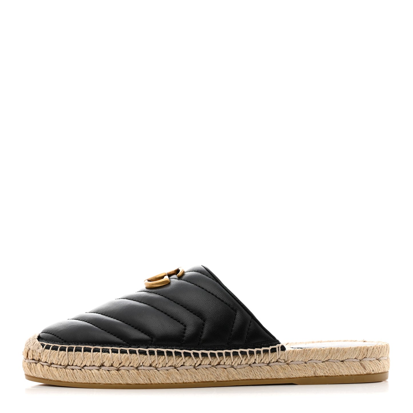 Nappa Matelasse GG Marmont Espadrille Slippers 38 Black