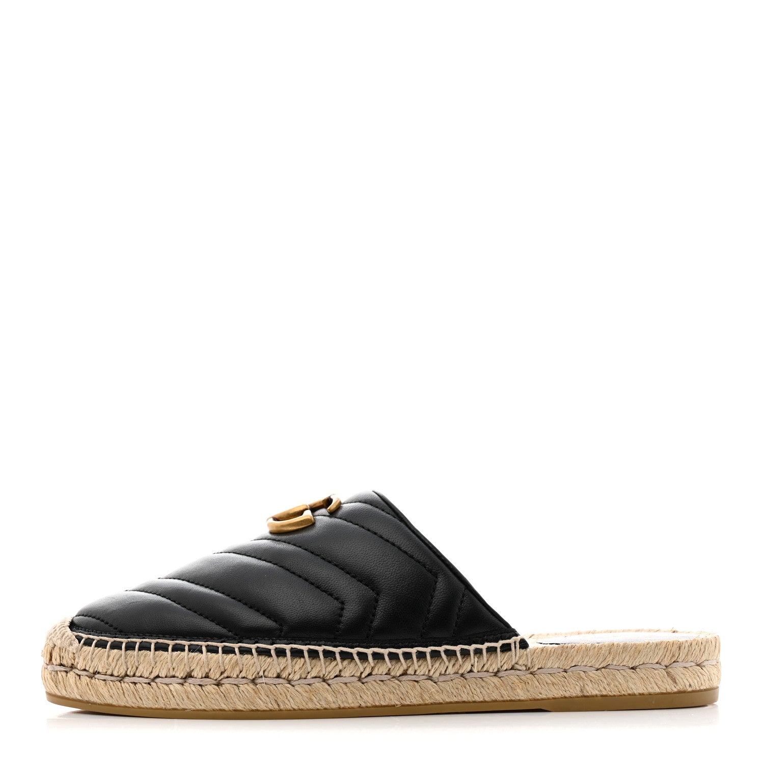 Gucci Nappa Matelasse GG Marmont Espadrille Slippers 38 Black 1 of 9