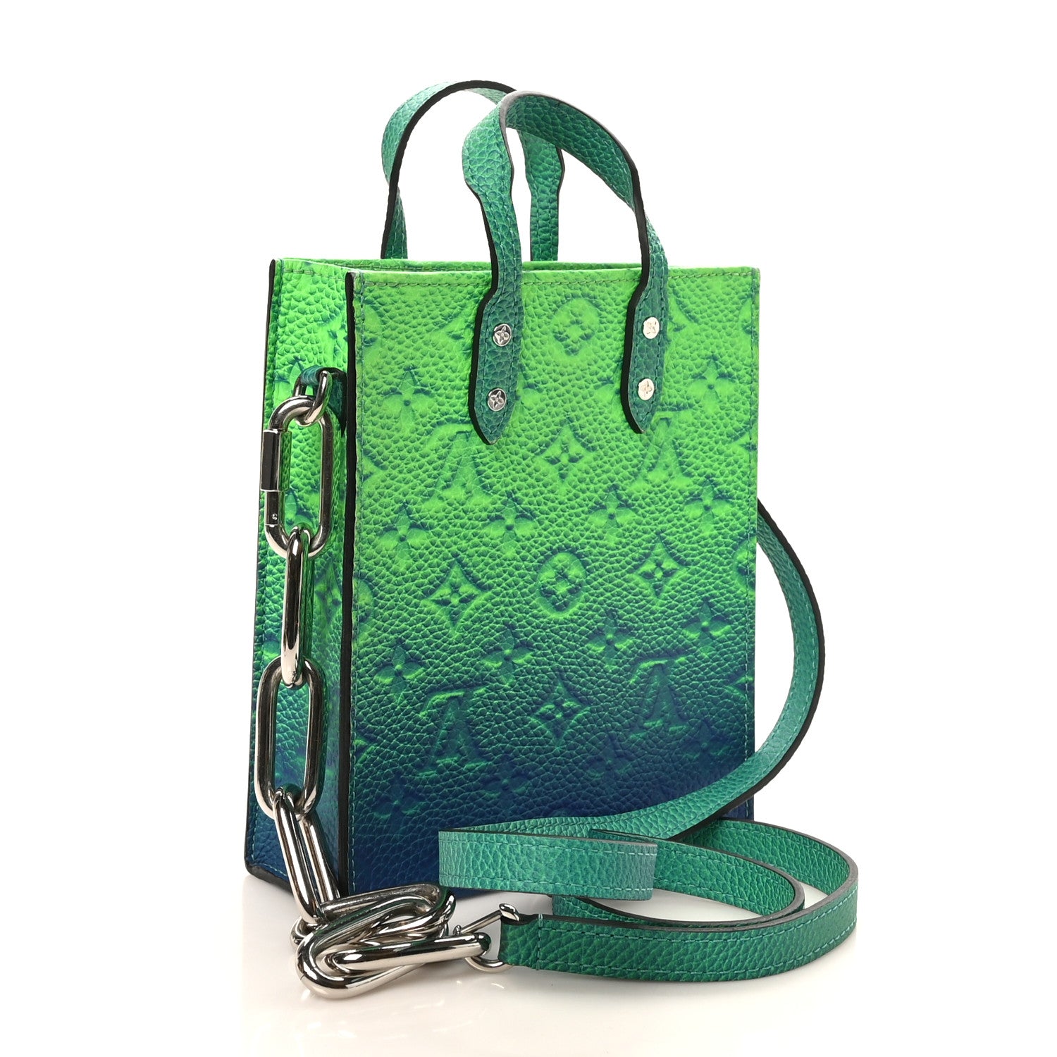Louis Vuitton Taurillon Illusion Sac Plat XS Bleu Vert 3 of 9