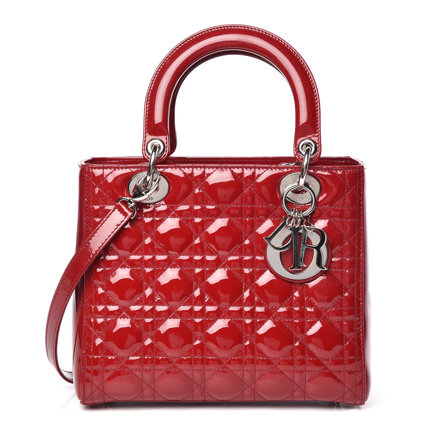 Christian Dior Patent Cannage Medium Lady Dior Red 1 of 9