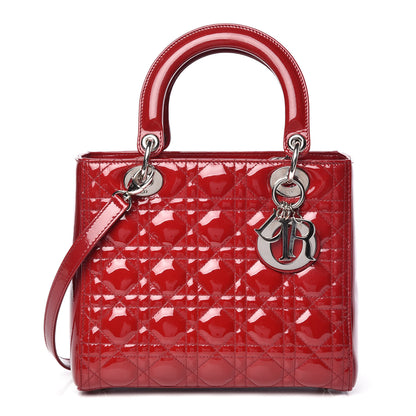Christian Dior Patent Cannage Medium Lady Dior Red 1 of 9