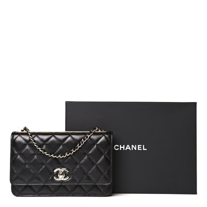 Chanel Lambskin Quilted Trendy CC Wallet On Chain WOC Black 14 of 14