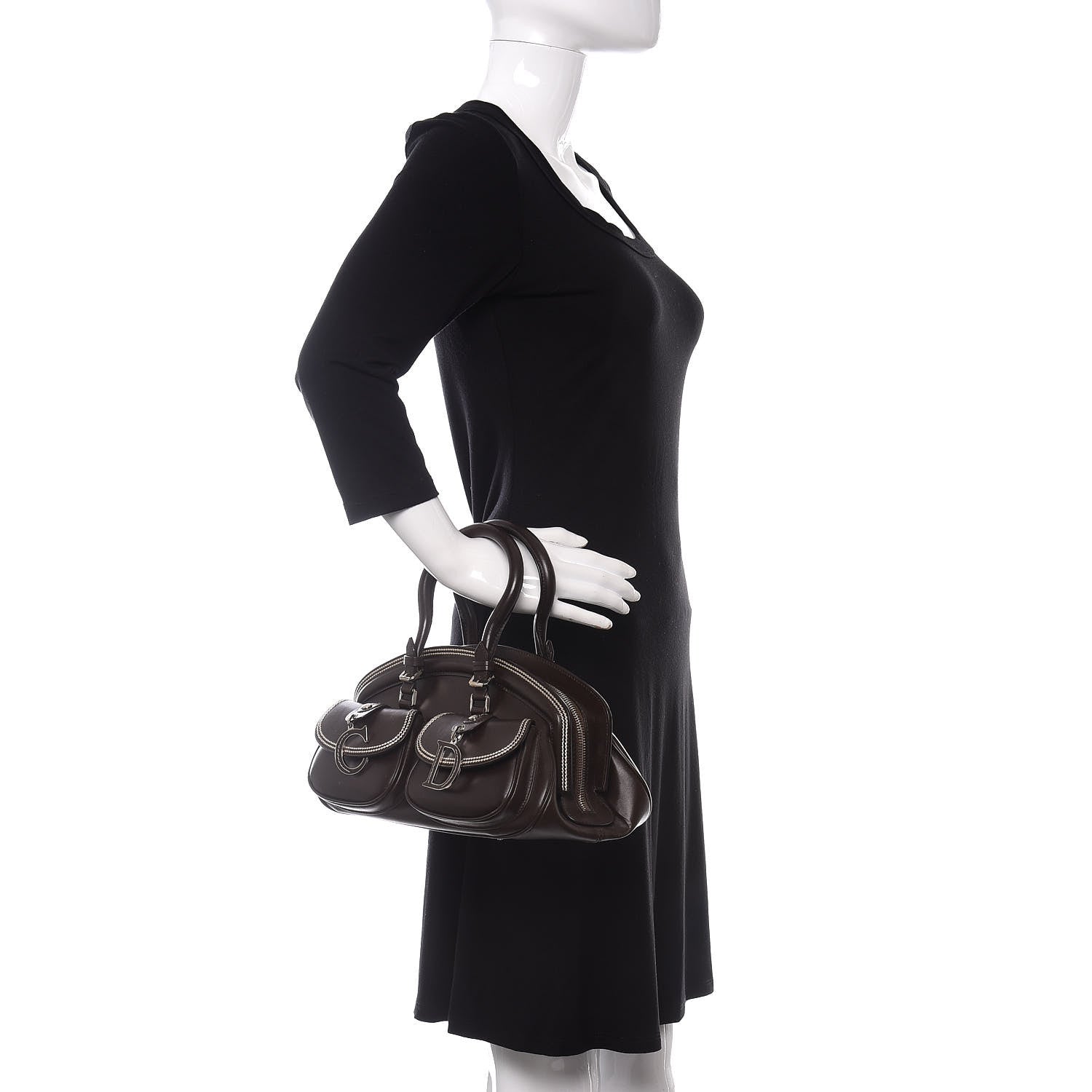 Christian Dior Calfskin Medium Detective Satchel Brown 2 of 11