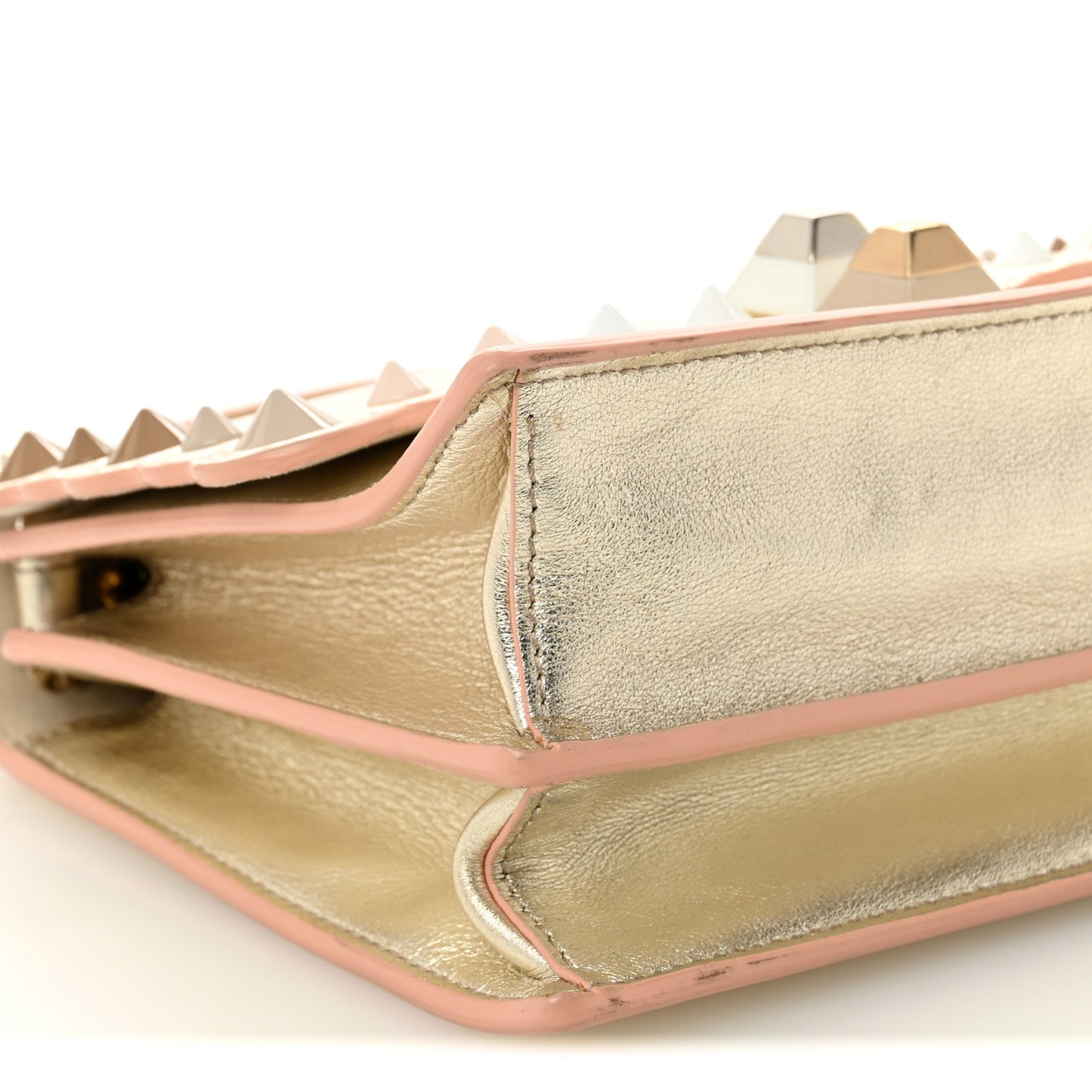 Vitello Catalan Mirror Scalloped Multi Studded Small Kan I Shoulder Bag Champagne