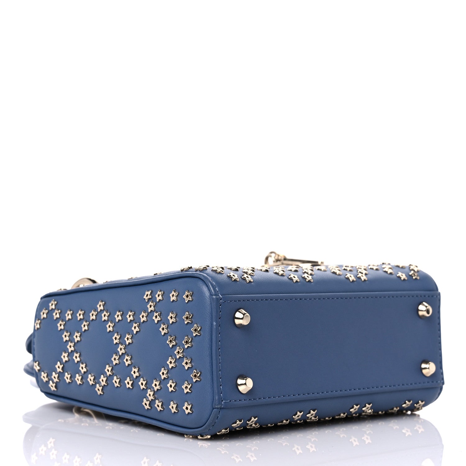 Christian Dior Lambskin Cannage Lucky Star Studded Mini Lady Dior Denim Blue 3 of 8
