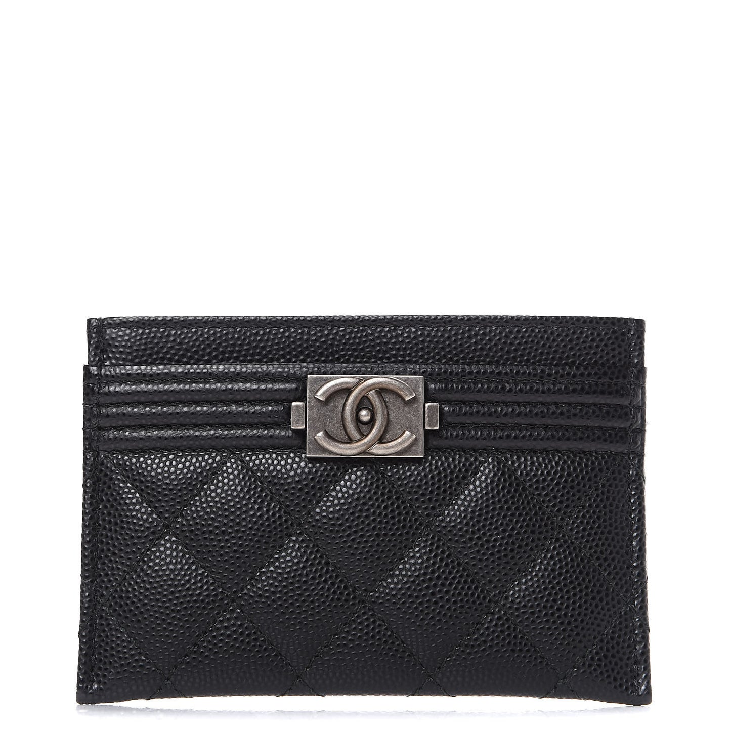 Caviar Quilted Boy Card Holder Black
