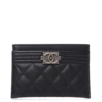 Chanel Caviar Quilted Boy Card Holder Black 1 of 10
