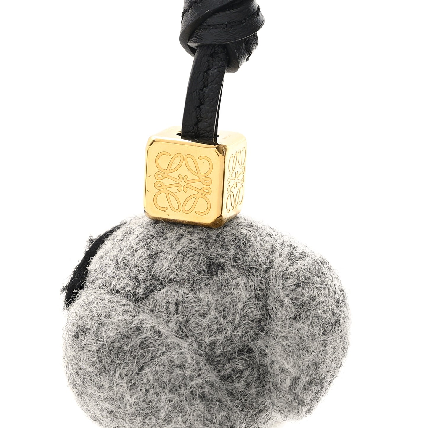 Felt Calfskin Baby Owl Bag Charm Grey
