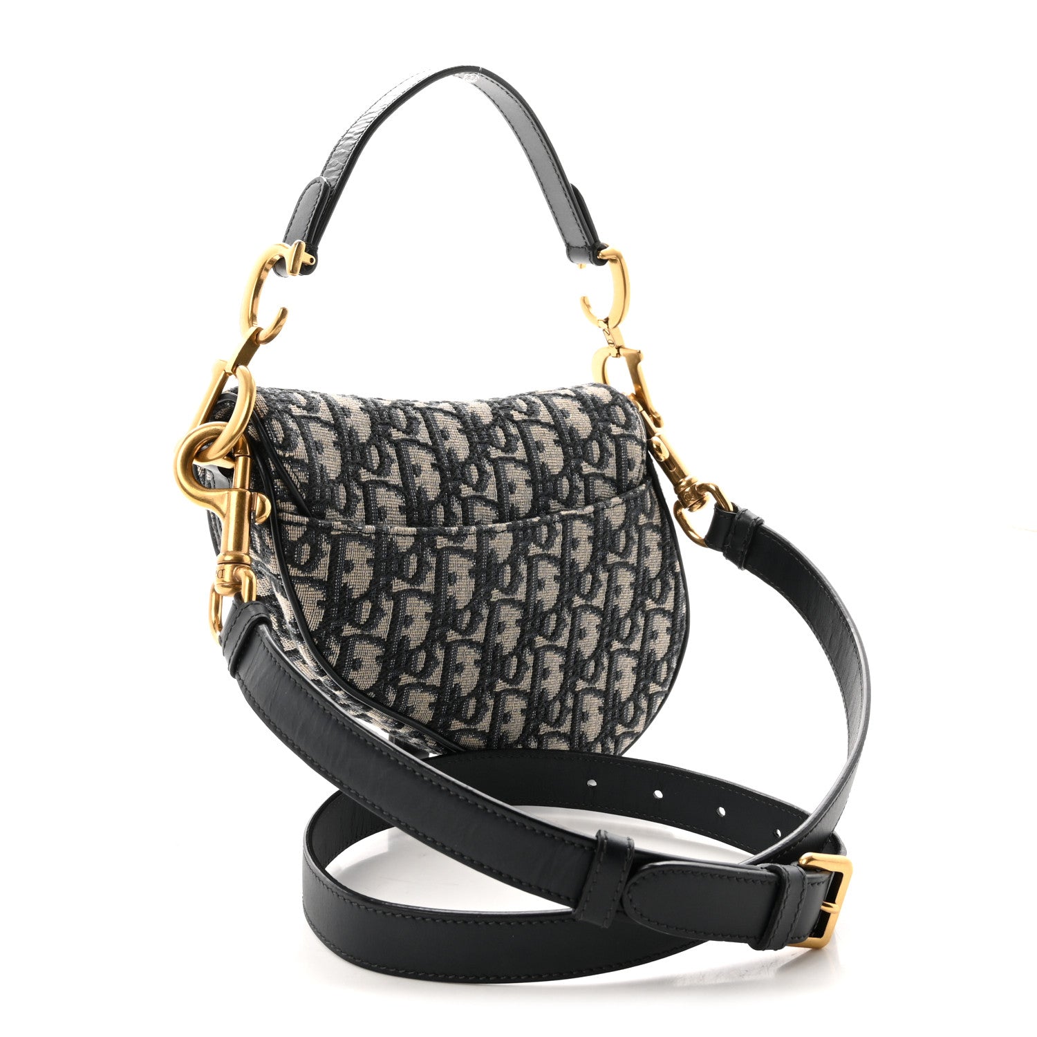 Christian Dior Oblique Mini Saddle Bag With Strap  Blue 3 of 9