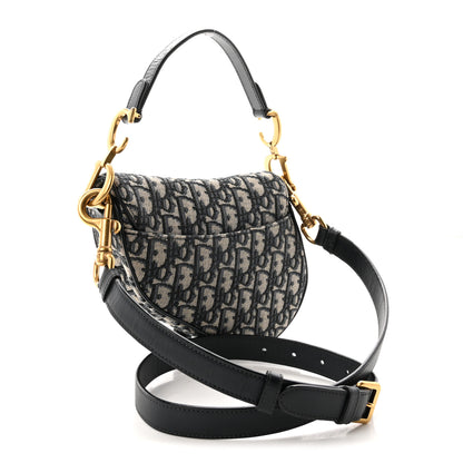 Christian Dior Oblique Mini Saddle Bag With Strap  Blue 3 of 9